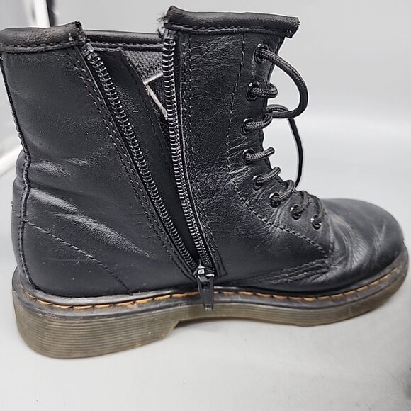 Dr. Martens Boots Boys Size 3 Us 1460 Combat Black Leather Ankle Side Zip - Picture 6 of 7